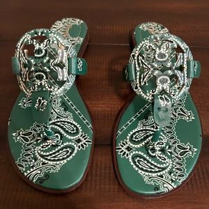 Tory Burch Green Bandanna Paisley Miller sandals size 7 Never Worn!